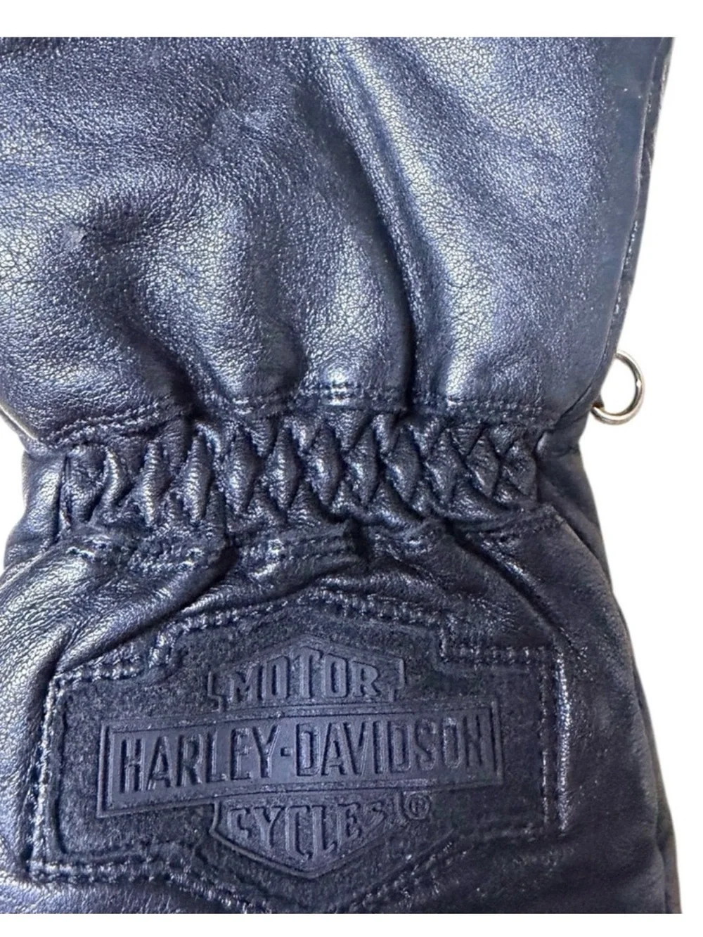 HARLEY DAVIDSON Women Black Leather Insulated Motorcycle Gloves